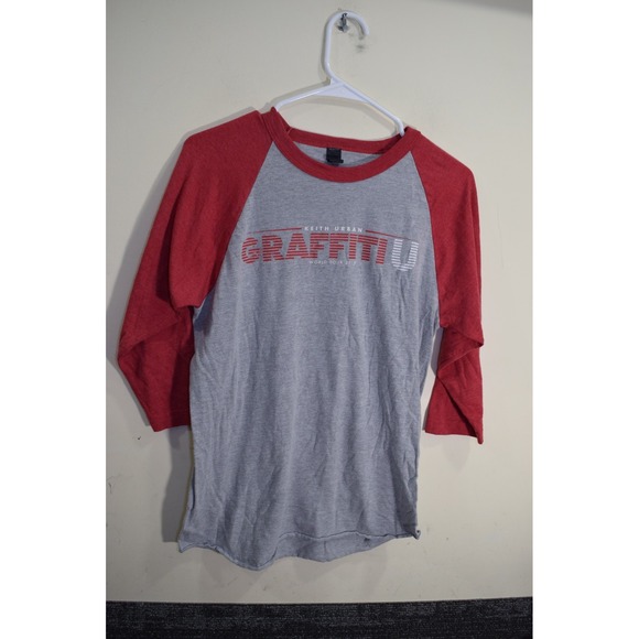 Keith Urban Graffiti U 2018 World Tour Concert 3/4 Sleeve Shirt MENS S Grey Red - Picture 1 of 11